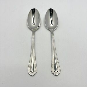 Wallace Silver Chatham Bead Oval Soup Spoon Set of 2 Stainless Steel Vietnam